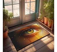 Tapis de cuisine rustique, un gros plan d'un œil avec des larmes qui coulent vers le bas, paillasson pour camping-car, tapis de bienvenue d'automne pour porte d'entrée (40 x 60 cm)