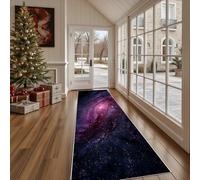 Tapis de Cuisine Science Fiction Galaxie Antidérapant et Lavable, Tapis de Couloir Long Ciel étoilé Nébuleuse Devant Evier, Paillasson Absorbant Abstrait Planète Entrée et Salle de Bain 80x240 cm
