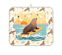 Tapis de cuisine Sea Dog Sea Gull Ocean - Accessoires de cuisine pour comptoir de cuisine - Tapis égouttoir pour bouteilles - 16 x 18 cm
