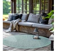 SIMPEX Tapis intérieur extérieur Rond 200 cm Bleu uni Lavable imperméable Tissage Plat idéal pour Balcon terrasse Jardin et Cuisine