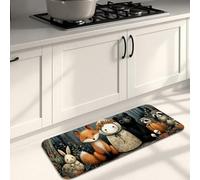 Tapis de cuisine sur le thème des animaux pour sol, mignonnes créatures de la forêt, tapis confortable, doux, antidérapant et lavable pour éviers de cuisine, buanderie, salle de bain, 40,6 x 119,4 cm