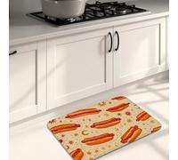 Tapis de cuisine sur le thème des hot-dogs pour sols, imprimé culinaire amusant, rembourré, confortable, lavable, antidérapant pour éviers, buanderie, salle de bain, 40,6 x 61 cm