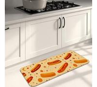 Tapis de cuisine sur le thème des hot-dogs pour sols, imprimé culinaire amusant, rembourré, confortable, lavable, antidérapant pour éviers, buanderie, salle de bain, 40,6 x 119,4 cm