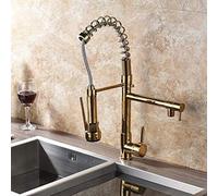 Tapis de cuisine Tap de cuisine robinet Luxury Finish Finition Kitchen Kitchen Spring Taps avec bouffée pivotante et pulvérisateur en or Taps d'eau froide
