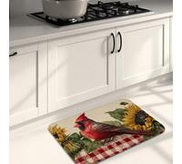 Tapis de cuisine tournesol pour sol, motif oiseau rouge vintage, ferme, tapis doux, rembourré, confortable, lavable, antidérapant pour cuisine, évier, buanderie, salle de bain, 50,8 x 78,7 cm