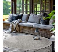 SIMPEX Tapis Extérieur Rond, pour Terrasse, Balcon et Jardin, Tapis de Cuisine Uni, Design Résistant aux Intempéries, Tissage Plat Effet Sisal, Tapis Lavable 200 cm Rond, Gris