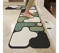 Tapis de Cuisine Vert - Noir Tapis Cuisine Devant Evier Long Antidérapant et Lavable Ensemble Universel Salle de Bain Douche Paillasson