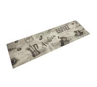 vidaXL Tapis de cuisine Imprimé café – Lavable, antidérapant, velours – 150 x 45 cm, gris