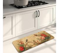 Tapis de cuisine vintage à motif floral pour sol, motif floral antique, tapis doux, confortable, lavable, antidérapant pour cuisine, évier, buanderie, salle de bain, 40,6 x 119,4 cm