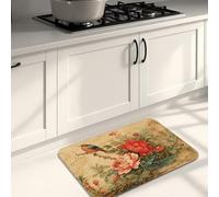 Tapis de cuisine vintage à motif floral pour sol, motif floral antique, tapis doux, confortable, lavable, antidérapant pour cuisine, évier, buanderie, salle de bain, 50,8 x 78,7 cm