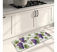 Tapis de cuisine vintage à motif floral pour sol, raisins violets, décoratifs, rembourrés, confortables, lavables et antidérapants pour éviers de cuisine, buanderie, salle de bain, 40,6 x 119,4 cm