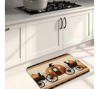 Tapis de cuisine vintage citrouille pour sol, motif calèche fantaisie, tapis doux, rembourré, confortable, lavable, antidérapant, pour éviers, buanderie, salle de bain, 50,8 x 78,7 cm