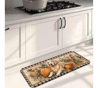 Tapis de cuisine vintage en forme de chien pour sol, rustique, golden retriever, citrouille, rembourré, confortable, lavable, antidérapant pour cuisine, évier, buanderie, salle de bain, 40,6 x 119,4