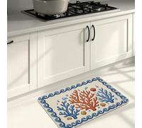 Tapis de cuisine vintage en forme de poisson côtier pour sol, corail océan, tapis doux, confortable, lavable, décoration pour éviers de cuisine, buanderie, salle de bain, 50,8 x 78,7 cm
