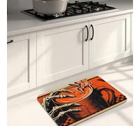 Tapis de cuisine vintage gothique pour sol, orange citrouille, squelette, tapis doux, rembourré, confortable, lavable, antidérapant pour cuisine, évier, buanderie, salle de bain, 40,6 x 61 cm