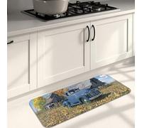 Tapis de cuisine vintage motif camion pour sol, pick-up bleu, tapis rustique doux, rembourré, confortable, lavable, antidérapant pour cuisine, évier, buanderie, salle de bain, 40,6 x 119,4 cm