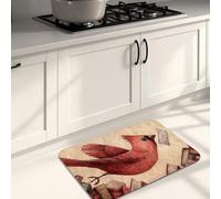 Tapis de cuisine vintage motif oiseau rouge cardinal doux, rembourré confortable, lavable, antidérapant pour cuisine, évier, buanderie, salle de bain, 50,8 x 78,7 cm