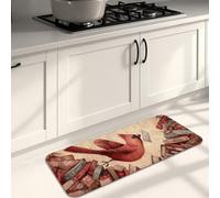 Tapis de cuisine vintage motif oiseau rouge cardinal doux, rembourré, confortable, lavable, antidérapant pour cuisine, évier, buanderie, salle de bain, 40,6 x 119,4 cm