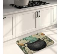 Tapis de cuisine vintage pour sol, motif chaudron floral, doux, rembourré, confortable, lavable, antidérapant pour cuisine, évier, buanderie, salle de bain, 40,6 x 61 cm