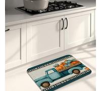 Tapis de cuisine vintage pour sol, pick-up bleu avec tournesols et citrouilles, coussin confortable, lavable, antidérapant pour cuisine, évier, buanderie, salle de bain, 50,8 x 78,7 cm