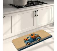 Tapis de cuisine vintage pour sol, pick-up bleu avec tournesols, tapis confortable, rembourré, antidérapant et lavable pour éviers de cuisine, buanderie, salle de bain, 40,6 x 119,4 cm