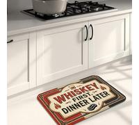 Tapis de cuisine vintage rétro pour sol, whiskey First Dinner Later and Grill Now Talk Later Tapis doux, rembourré et lavable pour éviers de cuisine, buanderie, 50,8 x 78,7 cm