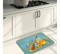 Tapis de cuisine vintage rustique pour sol, motif tournesol en nid d'abeille, tapis doux, confortable, lavable, décoration pour éviers, buanderie, salle de bain, 40,6 x 61 cm