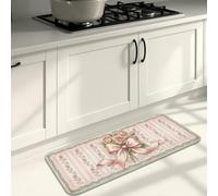 Tapis de cuisine vintage shabby chic pour sol, motif roses pêches, tapis décoratif doux, confortable, lavable pour cuisine, évier, buanderie, salle de bain, 40,6 x 119,4 cm
