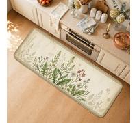 Tapis de cuisine vintage thème floral herbier botanique 40,6 x 119,4 cm | Art vintage herbier Tapis de cuisine pour sol, impression fougère et rose sauvage, décoration rustique de ferme