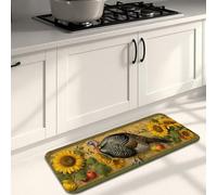 Tapis de cuisine vintage Turquie pour sol, motif floral tournesol, doux, rembourré, lavable, antidérapant, pour éviers, buanderie, salle de bain, 40,6 x 119,4 cm