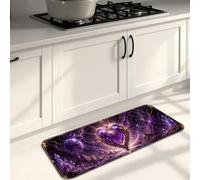 Tapis de cuisine violet pour sol, élégant tourbillon et cœur, tapis doux pour toute l'année, tapis décoratif confortable et lavable pour évier de cuisine, salle de bain, 40,6 x 119,4 cm