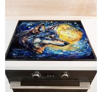 Tapis de cuisinière en silicone pour cuisinière en verre, Exquisite Night - Sky Wolf - Tapis de protection pour cuisinière électrique 71,1 x 50,8 cm - Résistant à la chaleur - Protection de dessus de