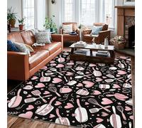 Tapis de cuisson à motif cœur fantaisie, sans pêche, tapis rectangulaire à poils courts pour salon, chambre à coucher, couloir, bureau, 1,8 x 2,7 m