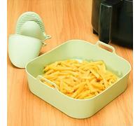 Tapis de cuisson carré réutilisable en silicone pour friteuse à air comprimé Tower T17088 Dual pour zone - Passe au lave-vaisselle 20 x 20 x 6 cm (cyan)