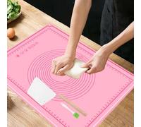 Tapis de Cuisson en Silicone, 70 x 50 cm Tapis Silicone Patisserie avec Mesures, Rose, Antidérapant, Tapi de Pétrissage Antiadhésif, Tapi de Croûte à Tarte Reutilisable pour Biscuits, Pâte, Pizza