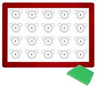 Tapis de cuisson en silicone en forme d'ours, Tapis de cuisson en silicone avec 20 trous pour macarons,sous-couches de cuisson pour macarons,tapis de cuisson avec découpe-pâte42x29cm