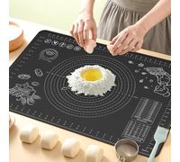 Tapis de cuisson en silicone épais, tapis à pâtisserie anti-adhésif avec mesure 80 × 60 cm, planche à pétrir pour fondant, tapis de pétrissage de pâte en silicone antidérapant, tapis de comptoir, set