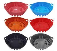 Tapis de cuisson en silicone pour friteuse à air comprimé avec structure pliable, transition carrée à ronde, s'adapte à différents modèles pour ne pas cuisiner et servir (noir)