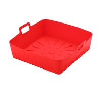 Tapis de cuisson en silicone pour friteuse à air comprimé compatible avec les paniers de 6 litres et 8 litres, résistant à la chaleur jusqu'à 230 °C, ne passe pas au lave-vaisselle (rouge)