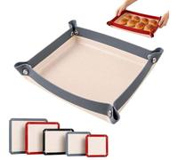 Tapis de cuisson étanche avec bords clipsables | Revêtement de plaque de cuisson en silicone antiadhésif for la cuisson au four, le rôtissage(Gray,23.6"L x 15.8"W)