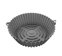 Tapis de cuisson rond carré en silicone pour friteuse à air comprimé - Résistant à la chaleur - Antiadhésif - Réutilisable - Passe au lave-vaisselle - Gris rond