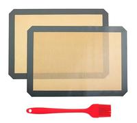 Tapis de Cuisson Silicone, 2 Tapis Réutilisables Anti-Adhérent Tapis de Cuisson Silicone 41,9x29,5cm pour Four et Micro-Onde - Biscuits, Macarons, Pain