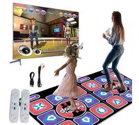 Tapis de danse 2 en 1 pour TV et PC, Tapis de Danse Double pour Enfants Adultes, t-apis de d-anse interactif avec 2 manettes de jeu,100 chansons et 65 jeux,Pour fitness, danse et fête familiale (A)