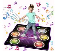 Tapis de danse amélioré avec 6 touches lumineuses,tapis de danse musical,lecture de musique via téléphone,6 modes de jeu,adapté aux enfants de 3 à 12 ans, parfait pour Noël et les anniversaires