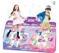 Tapis de danse Bluetooth amélioré 2025 pour 2 enfants, rechargeable, à 2 joueurs, interactif, 4 modes améliorés, avec boîte à piles LED, cadeau d'anniversaire pour filles/garçons de 3 à 12 ans, rose