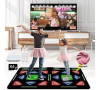 Tapis de danse double pour enfants et adultes, 64 Go, jeux de danse fitness avec modes MV/3D/Dessin animé, 1000 jeux, 81 MV, 885 chansons pour divertissement TV HDMI, en flanelle de haute qualité.