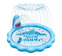 Tapis de d'eau pour Enfant et Chien, 173cm Tapis de Jeu Splash Gonflable Requins Coussin D'arrosage Antidérapant Jeu d'eau Extérieur Jardin Pelouse, Jouet d'Été Fille Garçon 3 Ans+