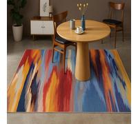 Tapis de décoration,100 x 160 cm, Abstract Moderne Rouge Orange Bleu Gris Blanc, Chambre Salon Salle à Manger Terrasse Balcon Hall Cuisine Décor,Runner Rug for Hallways