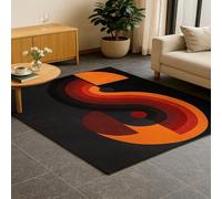 Tapis de décoration,120 x 180 cm, Moderne Abstract Geometric Orange Rouge Noir, Salon Chambre Design Moderne Salle à Manger Cuisine Chevet canapé, Rug for Living Room