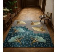 Tapis de décoration,120 x 180 cm, Moderne Leaf Patterns Jaune Bleu Jaune Gris, Salon Chambre Design Moderne Salle à Manger Cuisine Chevet canapé, Rug for Living Room